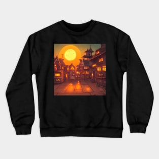 Spooky Halloween Moon Neigborhood in the Midnight Crewneck Sweatshirt